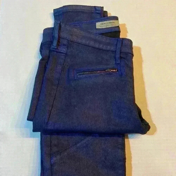AG‎ Adriano Goldschmied Women's Coated Denim Moto Jeans 27R Mariner - Picture 2 of 10